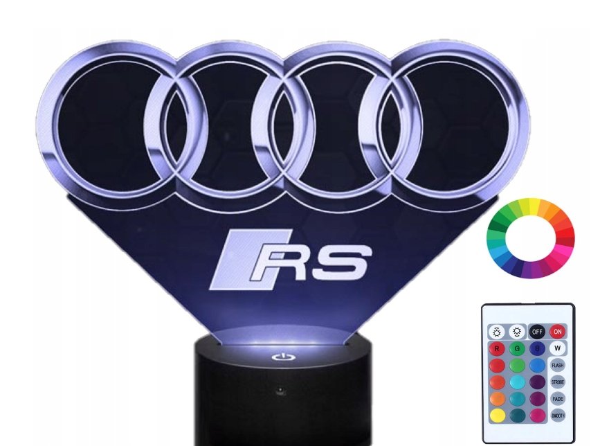 Lampka Nocna Z Imieniem Znak Audi Rs 3D Led Grawer