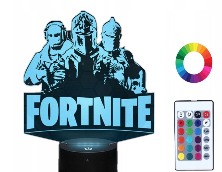 Lampka Nocna Fortnite Multicolor 3D Led Imię