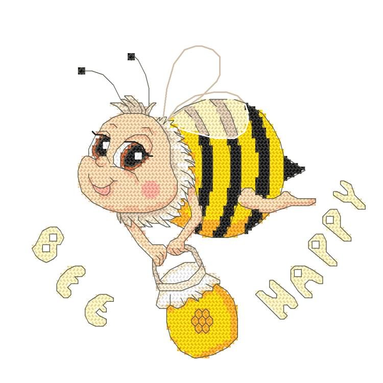 Haft Krzyżykowy - Zestaw Do Haftu - Bee Happy