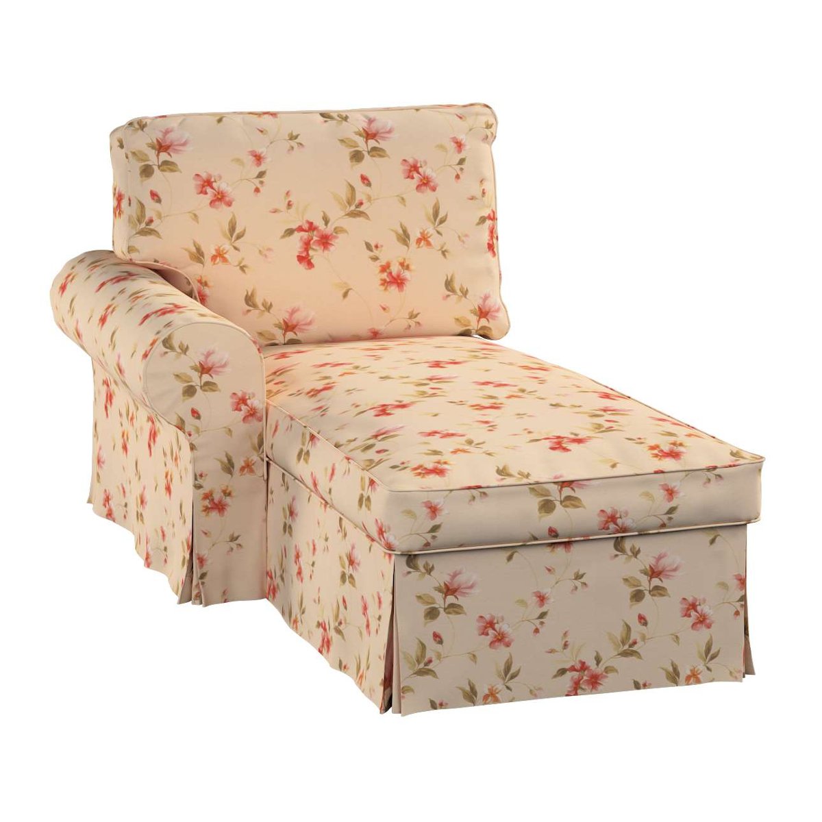 Pokrowiec na szezlong Ektorp lewy, kwiatki na kremowym tle, 84 x 166 x 73 cm, Londres