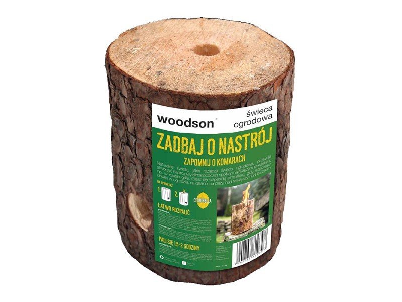 Woodson świeca ogrodowa citronella na komary, pieniek drewna z zapachem citronelli do ogrodu na taras