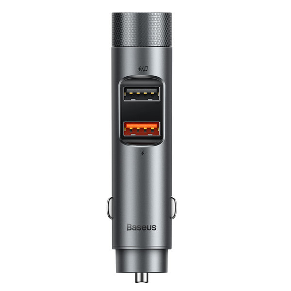 Baseus Energy Column Transmiter FM Bluetooth 5.0 ładowarka samochodowa 2x USB 3,1A QC3.0 szary (CDNL000014) CDNL000014