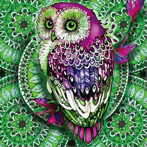 Norimpex, Mozaika z diamencikami Mandala 7D Sowa na zielonej madali 1006571, 30x30 cm