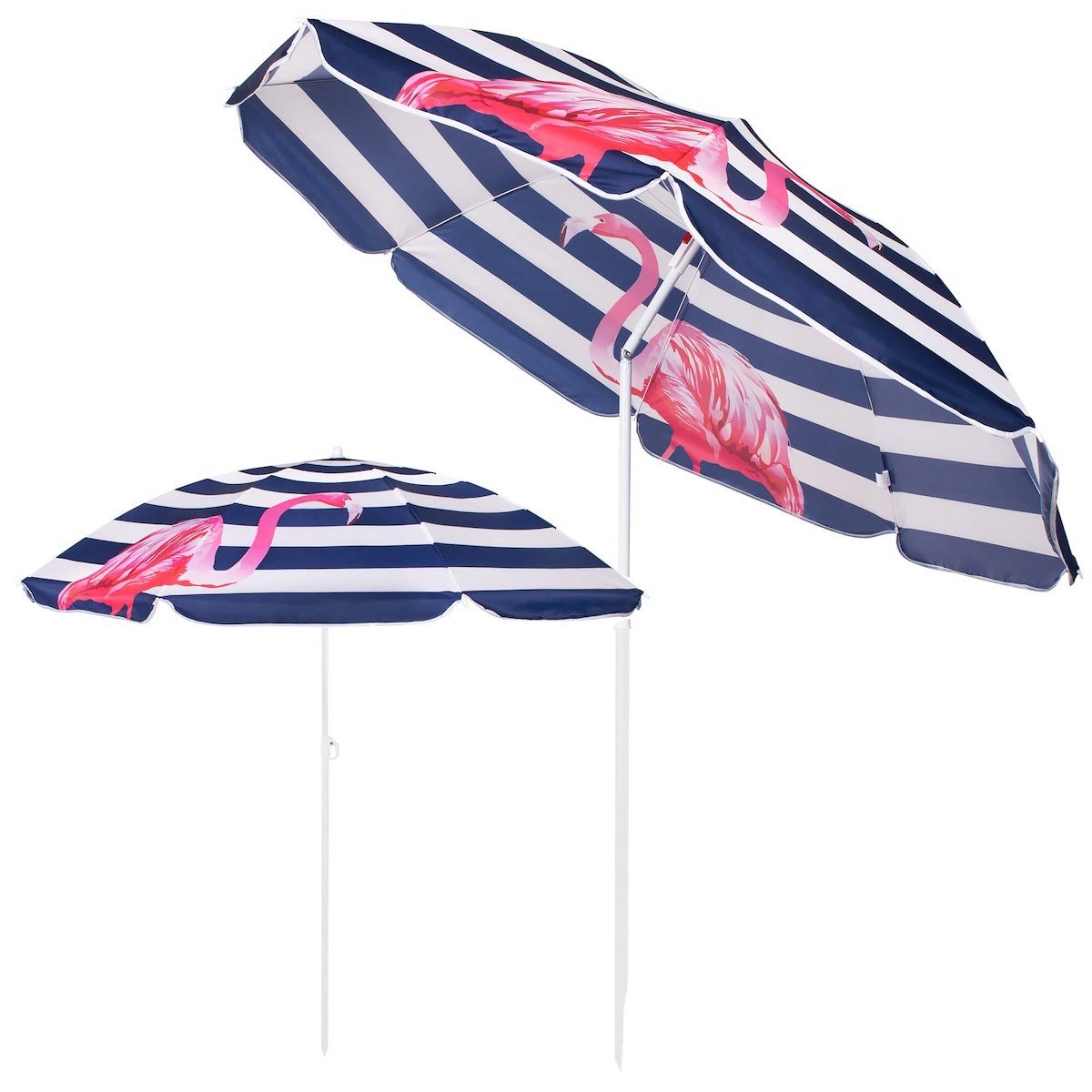 Springos Parasol plażowy 180 cm parasol ogrodowy granatowo-biały flamingi BU0019