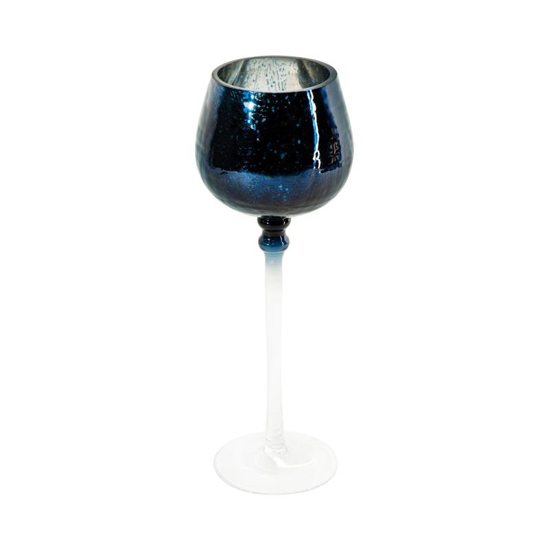 Granatowy świecznik szklany kielich dekoracyjny VERRE 2