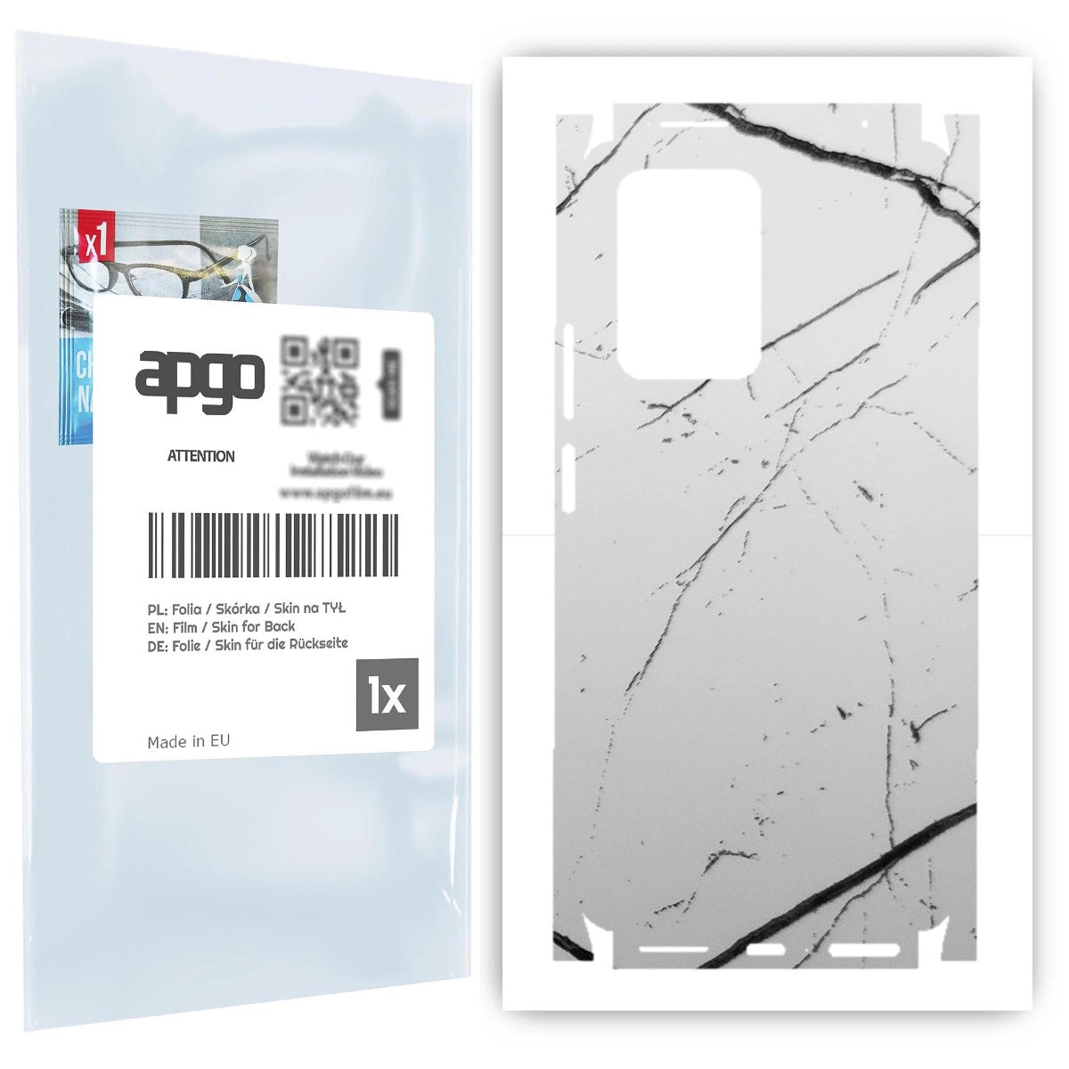 Folia naklejka skórka strukturalna na TYŁ+BOKI do Xiaomi 11T -  Marmur Biały - apgo SKINS