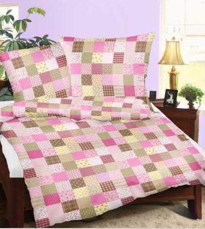 Pościel z kory 200x220 wzór 96/4 Paczłork Różowy na guziki 100% bawełna gruba