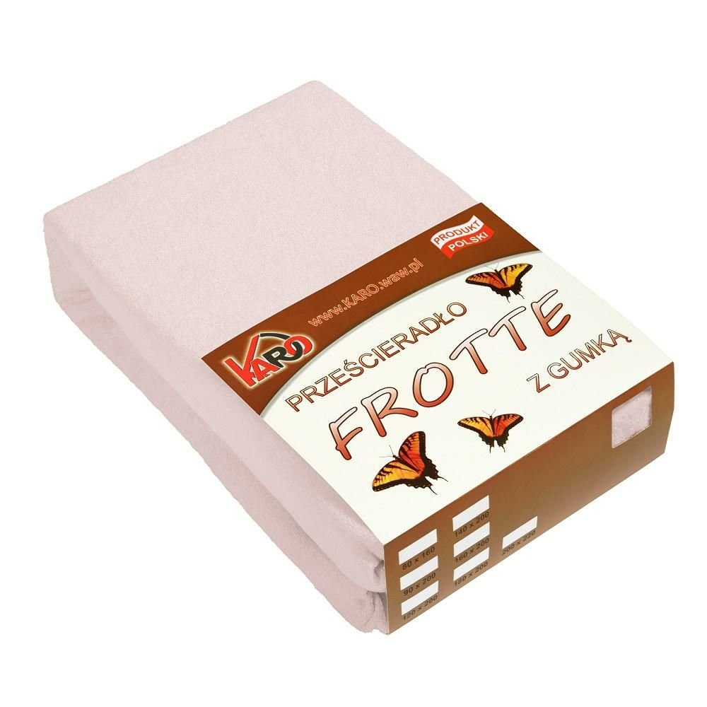 Prześcieradło frotte z gumką KARO  60x120 cm, różowe pudrowe 064 grube 200g/m2