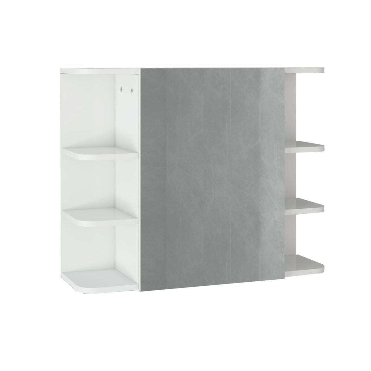 Szafka z lustrem biała 80x64x21 cm wykonana z płyty wiórowej MDF