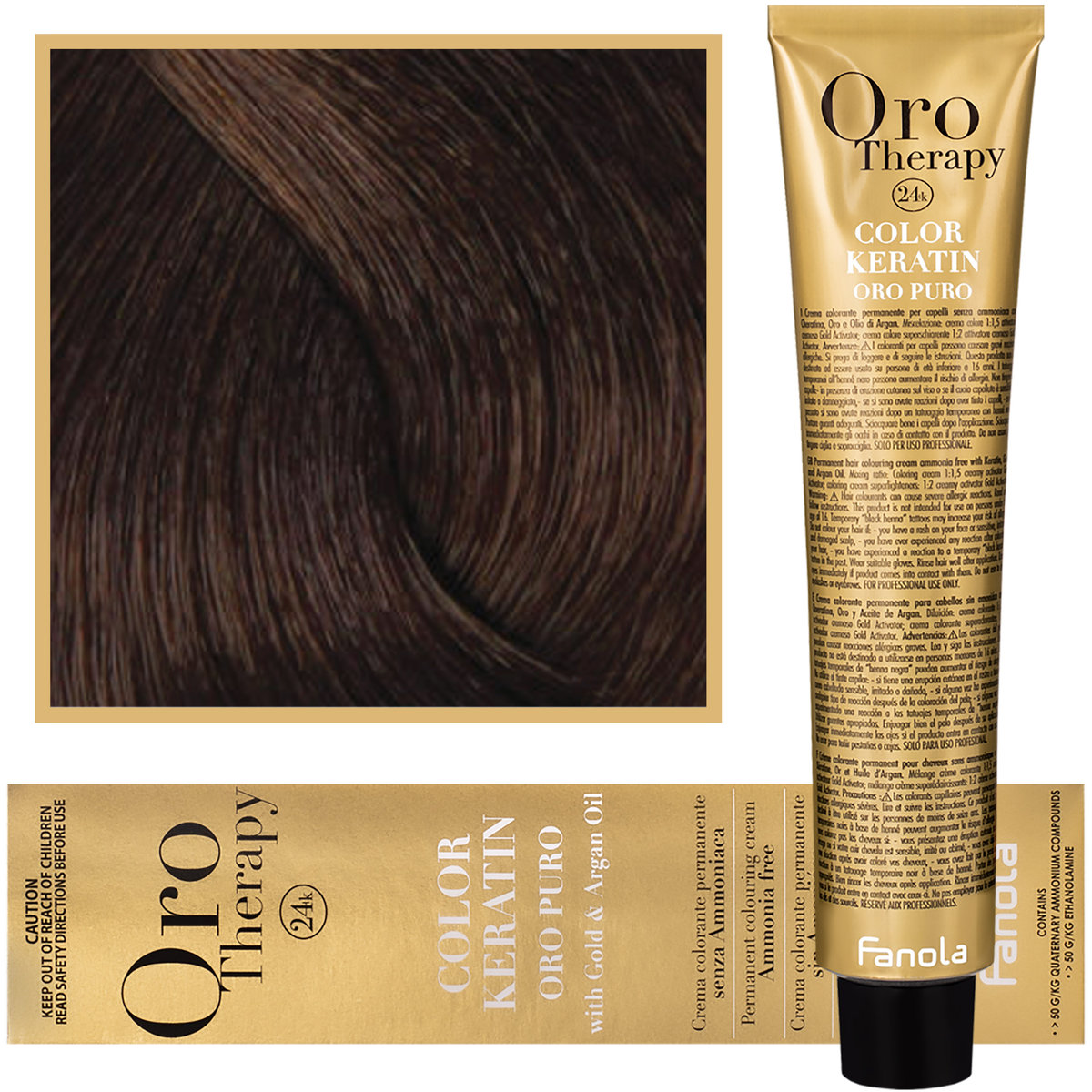 Fanola 6.14 Oro Puro Therapy Keratin Color 100 ML zartbitter Czekolada HC-18-28