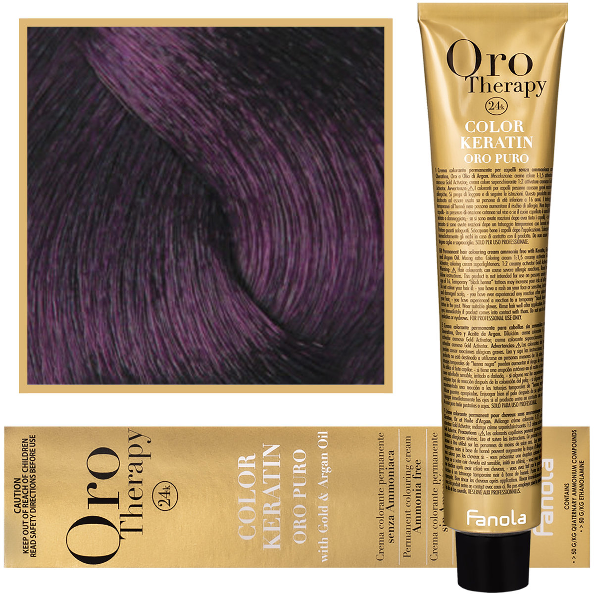 Fanola 5.2 Oro Puro Therapy Keratin Color 100 ML jasnobrązowy Fioletowy HC-18-53