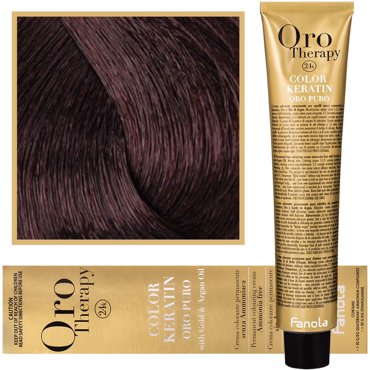 Fanola 4.5 Oro Puro Therapy Keratin Color 100 ML średnio brązowy mahoń HC-18-44