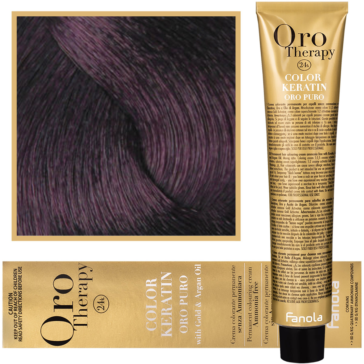 Fanola 4.2 Oro Puro Therapy Keratin Color 100 ML średni brąz Fioletowy HC-18-52