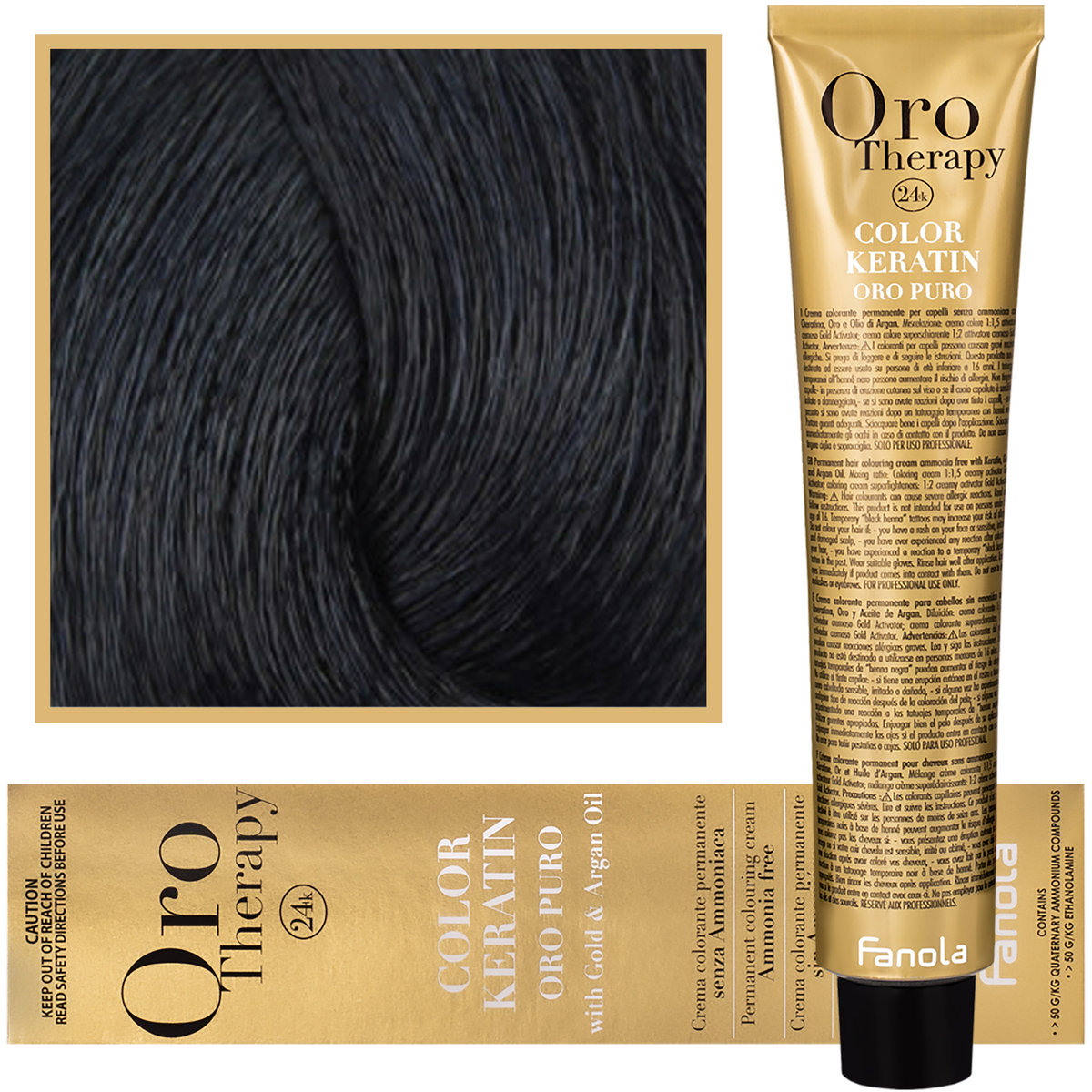 Fanola 1.10 Oro Puro Therapy Keratin Color 100 ML niebieskawo-czarnego HC-18-15