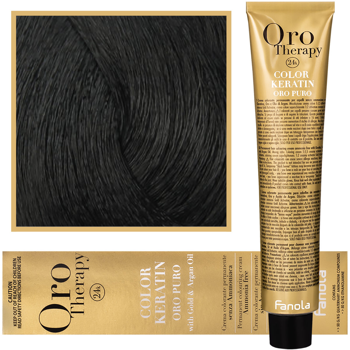 Fanola 1.0 Oro Puro Therapy Keratin Color 100 ML Czarny HC-18-01