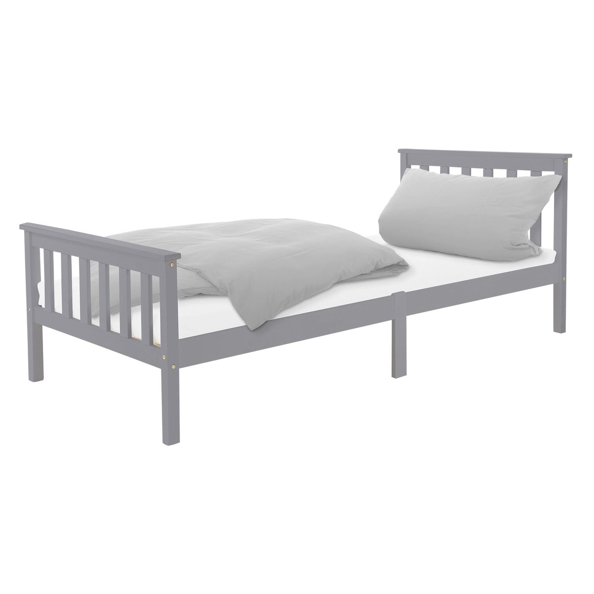 Łóżko ze stelażem listwowym 90x200 cm LightGrey wykonane z drewna sosnowego