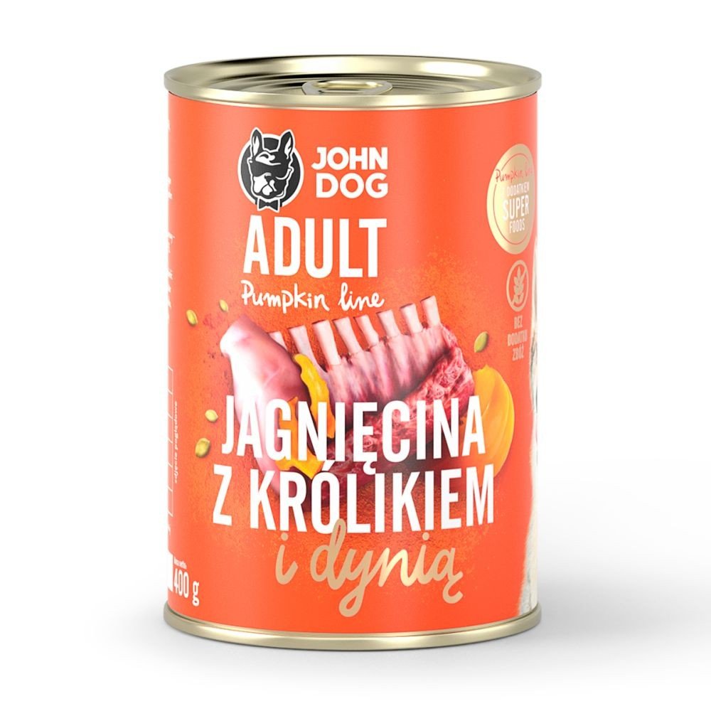 JOHN DOG Jagnięcina z królikiem i dynią Adult 400g
