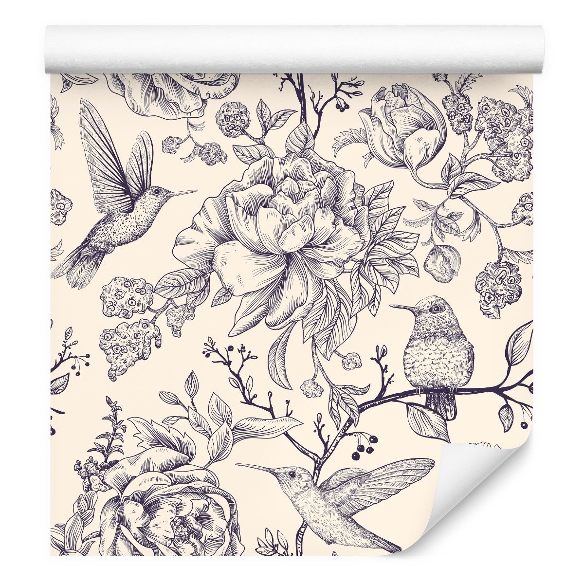 Tapeta do Sypialni Ptaki KOLIBRY Kwiaty Przyroda 0,53m x 10m