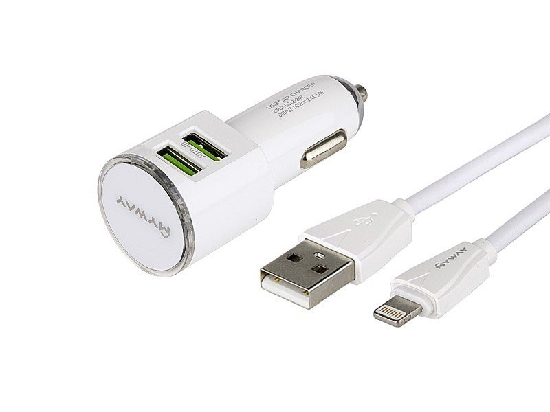 Ładowarka MYWAY 12/24V 2x USB 3.4A + kabel USB   Lightning