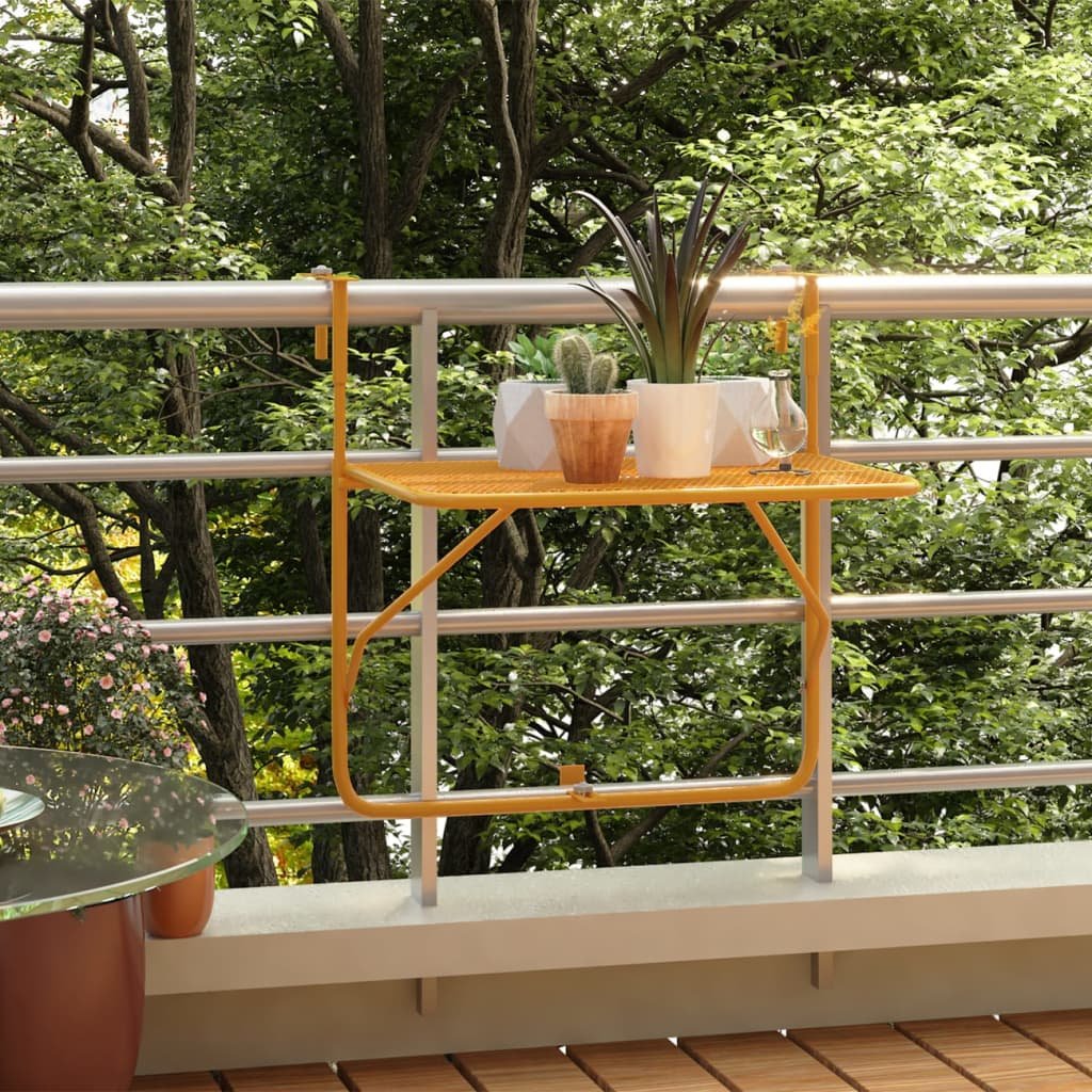Lumarko Stolik balkonowy, żółty, 60x40 cm, stalowy