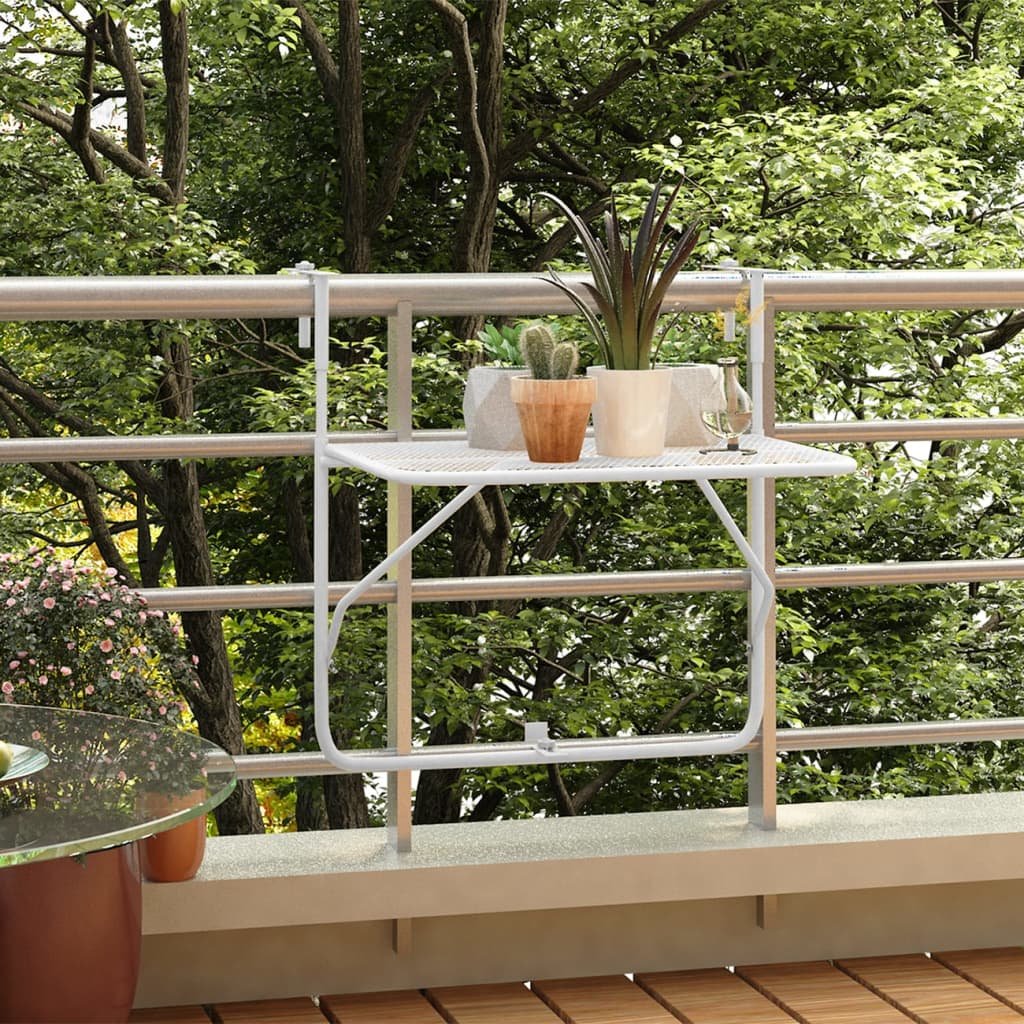 Lumarko Stolik balkonowy, biały, 60x40 cm, stalowy