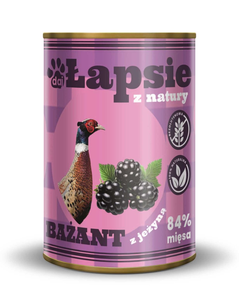 Łapsie z Natury Bażant z Jeżyną 400g mokra karma dla psa
