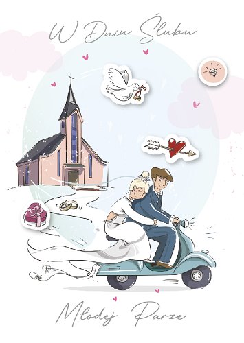 Prezent na ślub zabawna kartka z życzeniami GM860