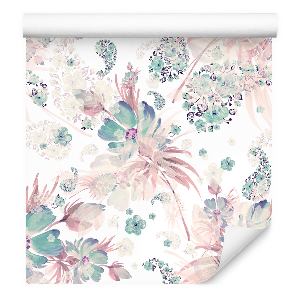 Tapeta do sypialni kwiaty rośliny liście pastelowe 0,53m x 10m