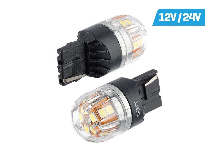 Żarówka VISION W21W (T20d) 12/24V 15x 2835 SMD OSRAM Chip, CANBUS, biała, 2 szt.