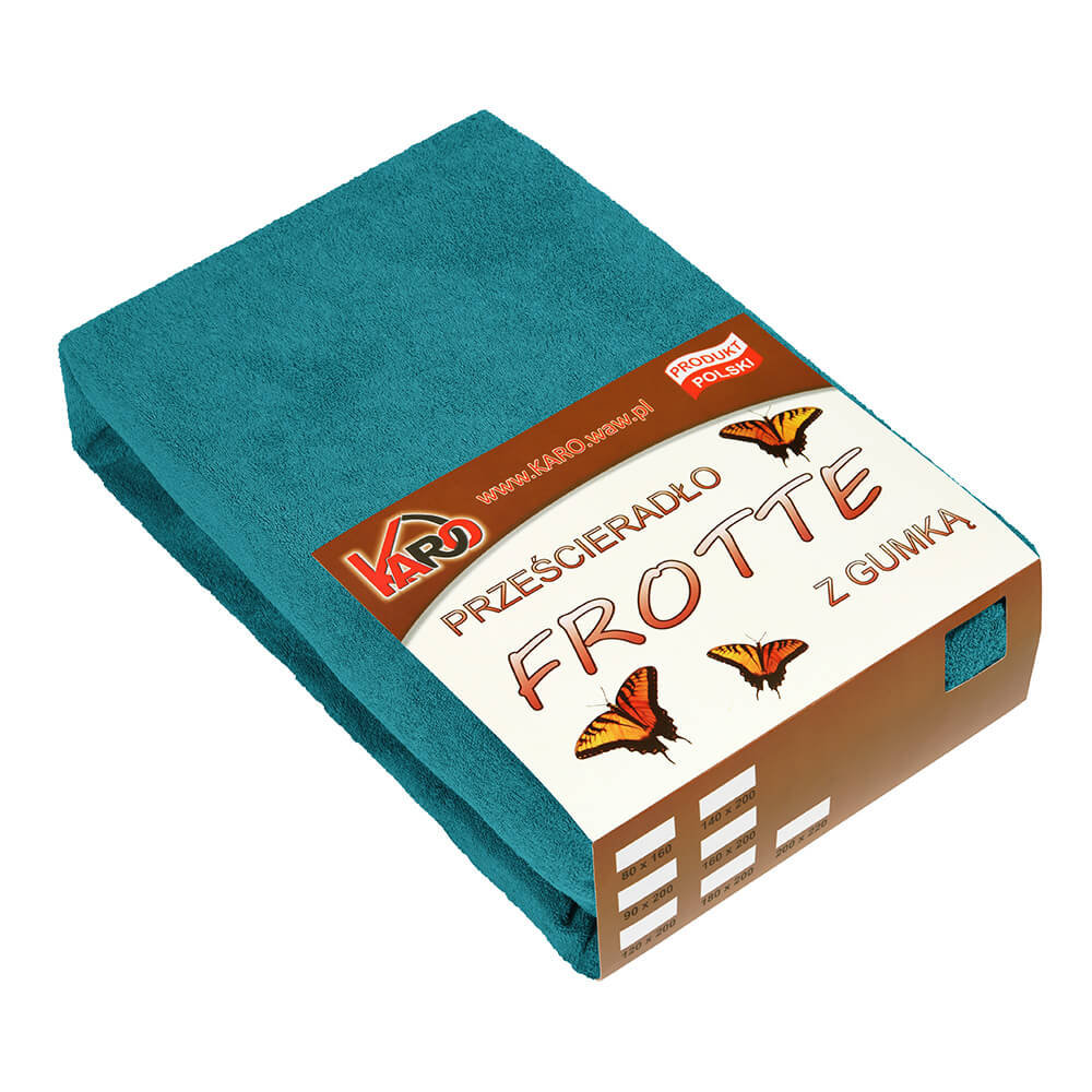 Karo Prześcieradło frotte z gumką 160x220 turkusowe morskie F40-160 MKO-215446