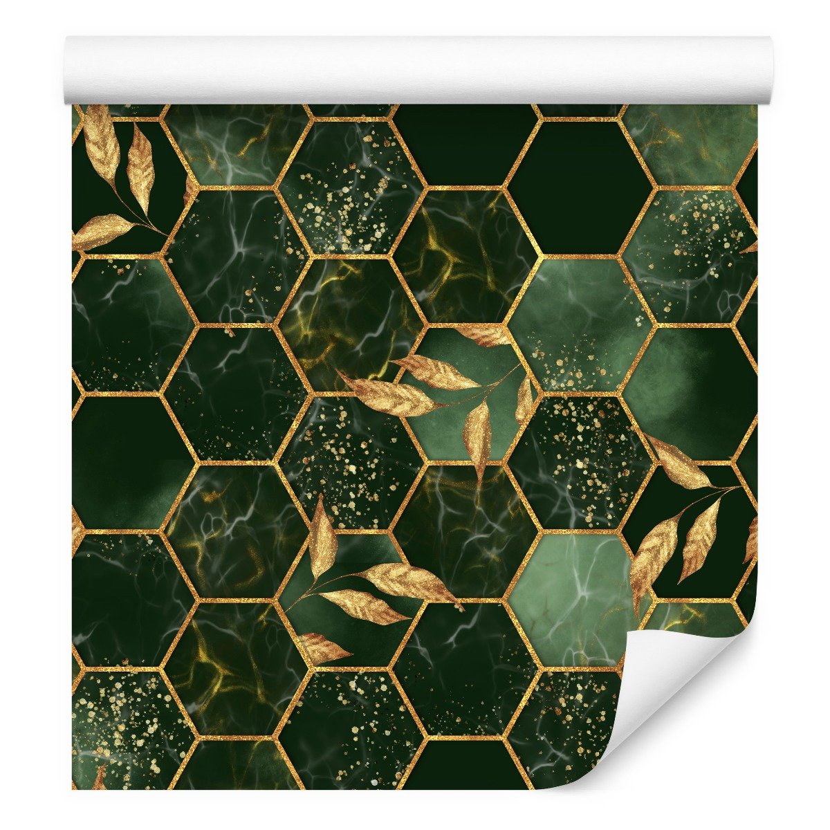 Tapeta ABSTRAKCJA Zielona Mozaika Marmur Liście 3D 0,53m x 10m