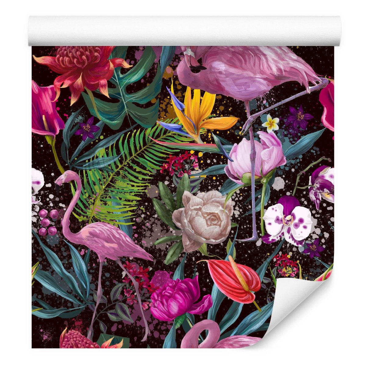 Tapeta Ścienna FLAMINGI Tropikalne Liście Orchidea 0,53m x 10m