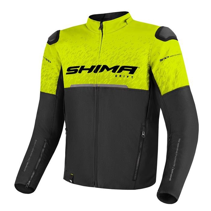 SHIMA DRIFT Kurtka motocyklowa dla mężczyzn, lekka, oddychająca letnia siatka, męska kurtka miejska, z tyłu CE, ochraniacze na łokcie, regulacja szerokości (fluo, S)