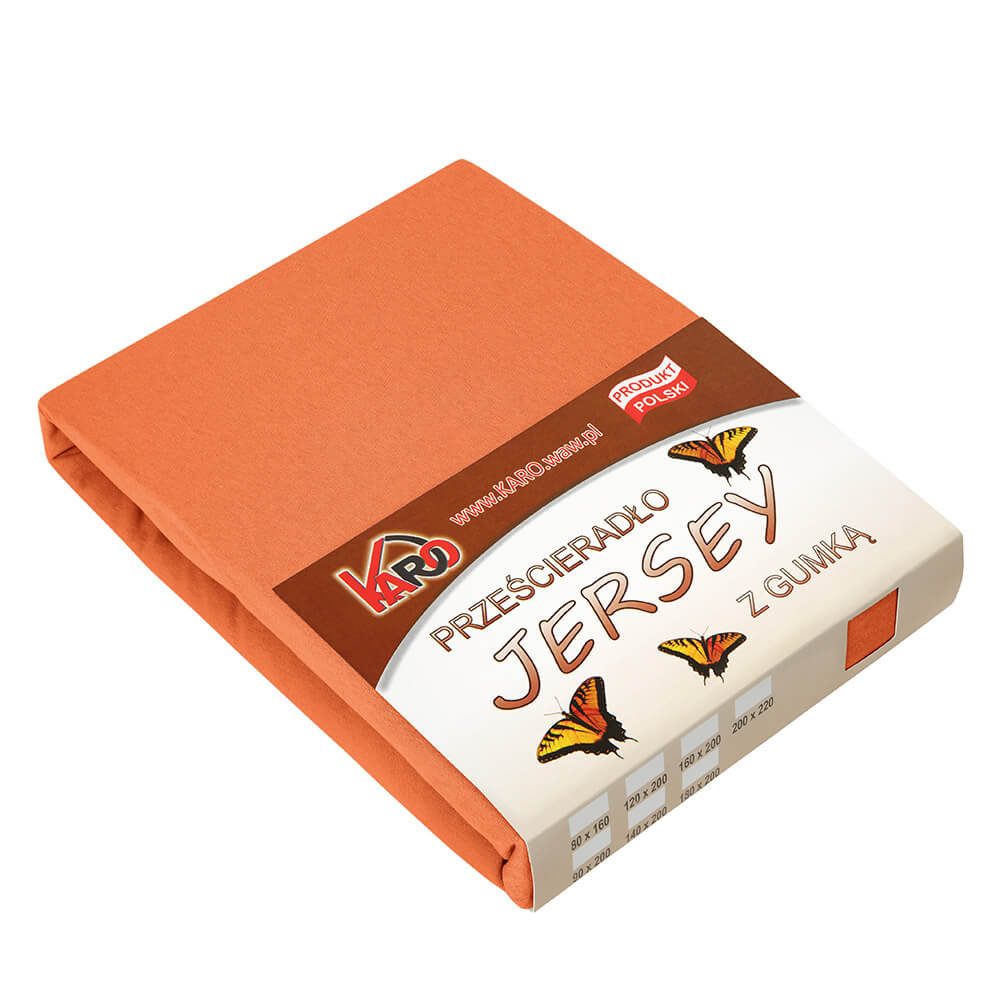 Prześcieradło jersey z gumką KARO 90x200 cm, rude terra 025 grube 150g/m2