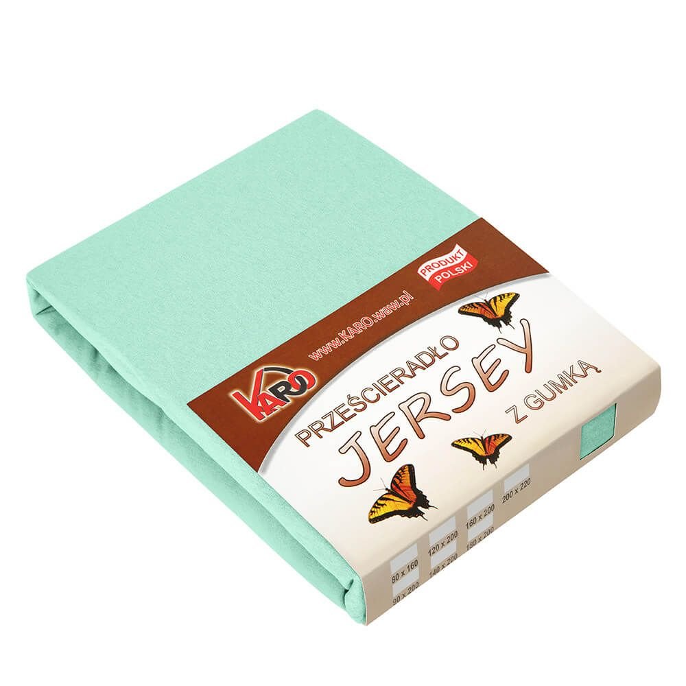 Prześcieradło jersey z gumką KARO 90x200 cm, pistacjowe 014 grube 150g/m2