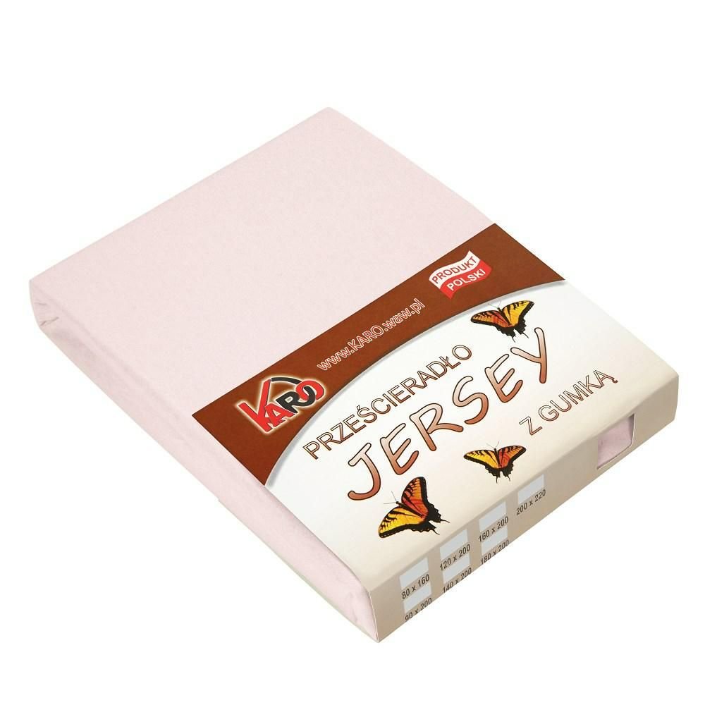 Prześcieradło jersey z gumką KARO 90x200 cm, różowe pudrowe 064 grube 150g/m2