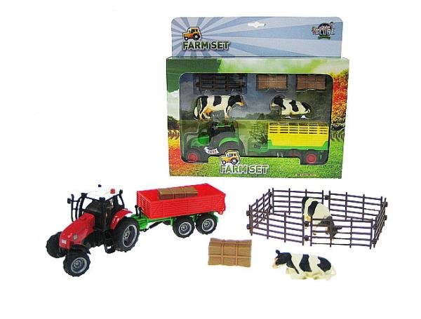 Hipo Traktor z przyczepą + akcesoria światło, dźwięk