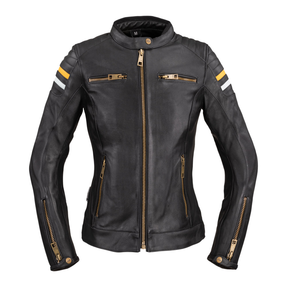 Damska skórzana kurtka motocyklowa W-TEC Stripe Lady, Czarny, XL