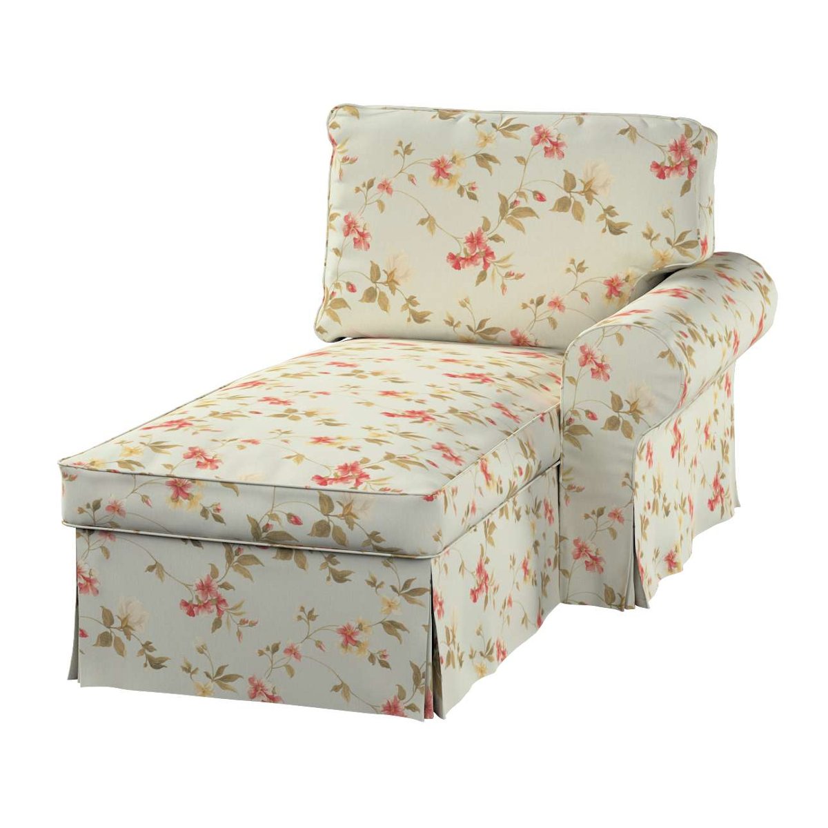 Pokrowiec na szezlong Ektorp prawy, kwiatki na jasno-błękitnym tle, 84 x 166 x 73 cm, Londres