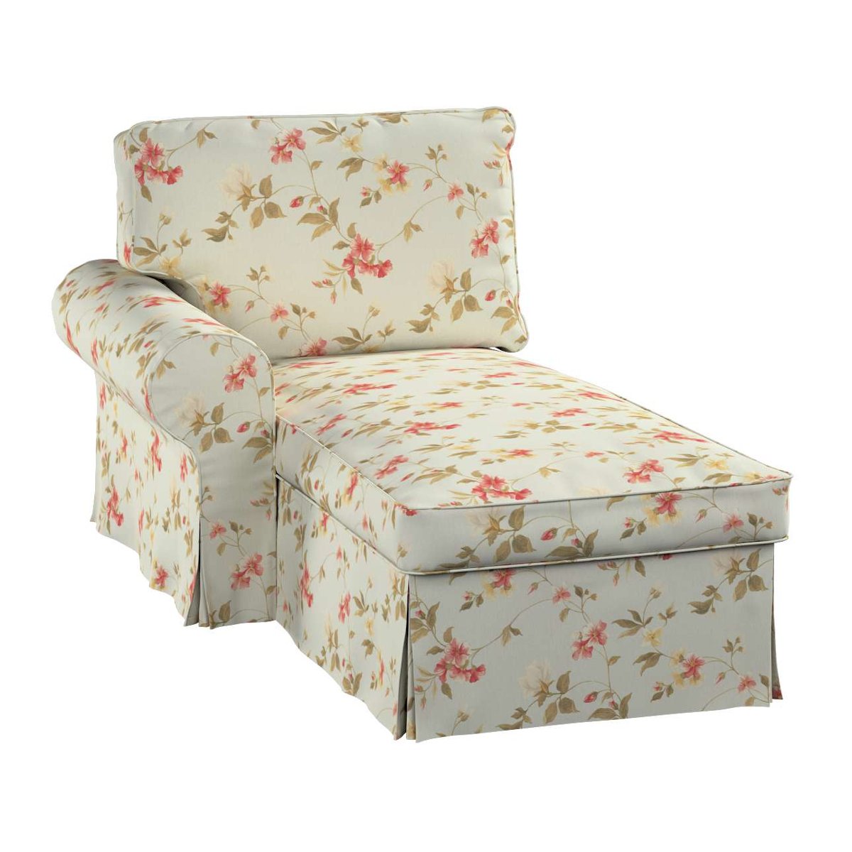 Pokrowiec na szezlong Ektorp lewy, kwiatki na jasno-błękitnym tle, 84 x 166 x 73 cm, Londres