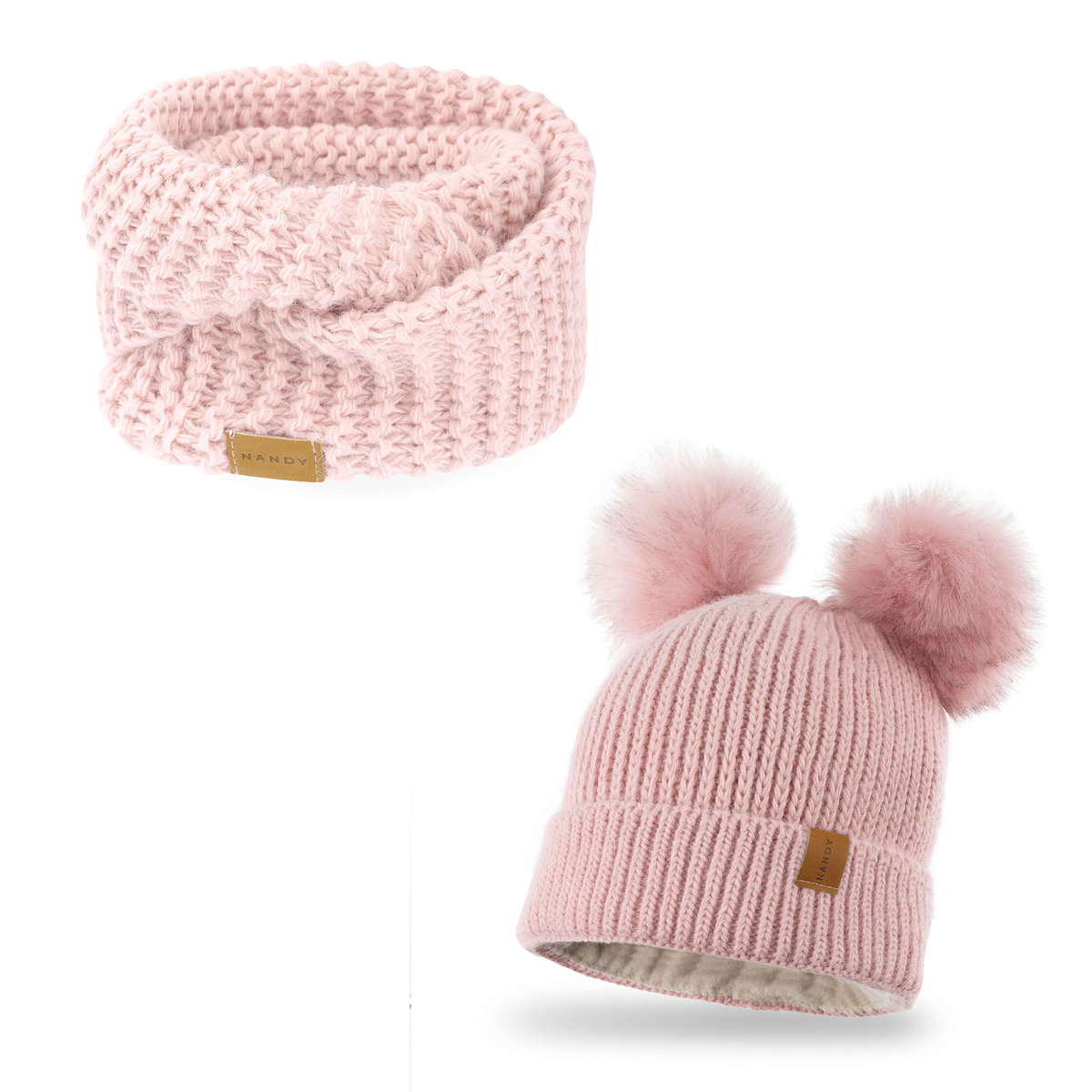 Nandy Komplet Dziecięcy Komin Czapka Z Polarem - Zest-Ck-17223-Pud-Roz