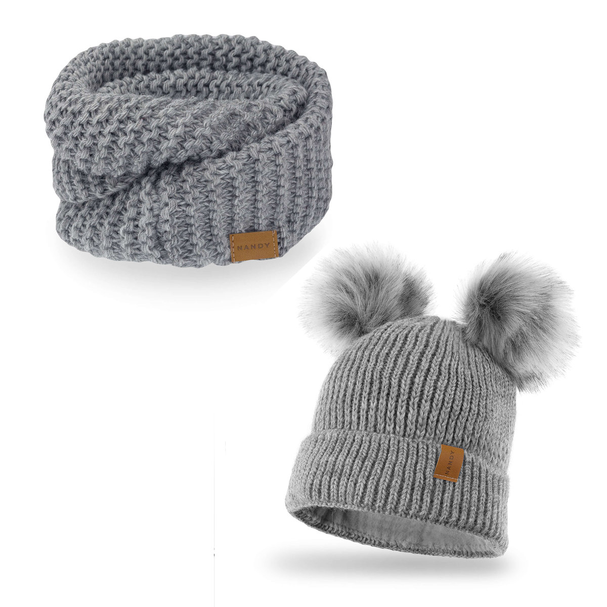 Nandy Komplet Dziecięcy Komin Czapka Z Polarem - Zest-Ck-17223-Jasn-Szar