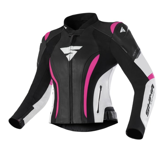 SHIMA Miura 2.0 kurtka motocyklowa, skórzana, damska kurtka sportowa z tyłu, łokcie, ochraniacze na ramiona, perforowana skóra, do 2-częściowego garnituru (32, różowa)