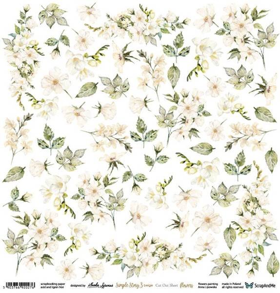Papier ozdobny 30x30 Simple Story 3 beige - KWIATY