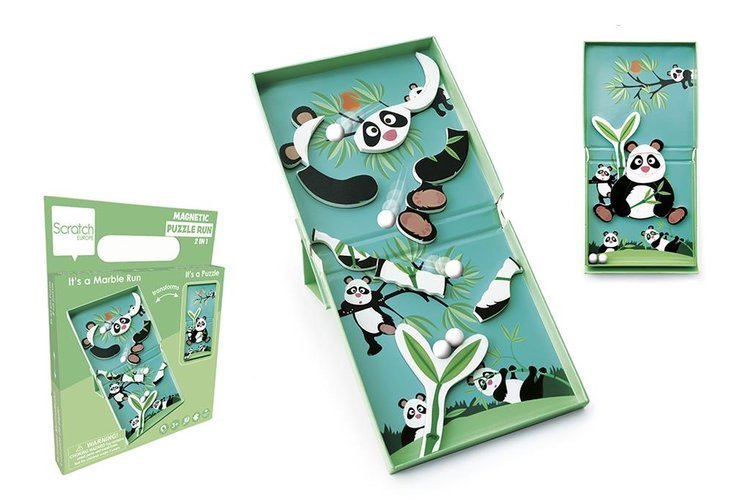 Scratch zabawki magnetyczne puzzle Panda i tor kulek gra 2w1 mokopico-1699-0