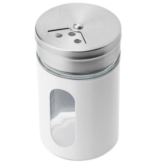 SZKLANY POJEMNIK DO PRZYPRAW PRZYPRAWNIK 2 OTWORY 90ML BIAŁY