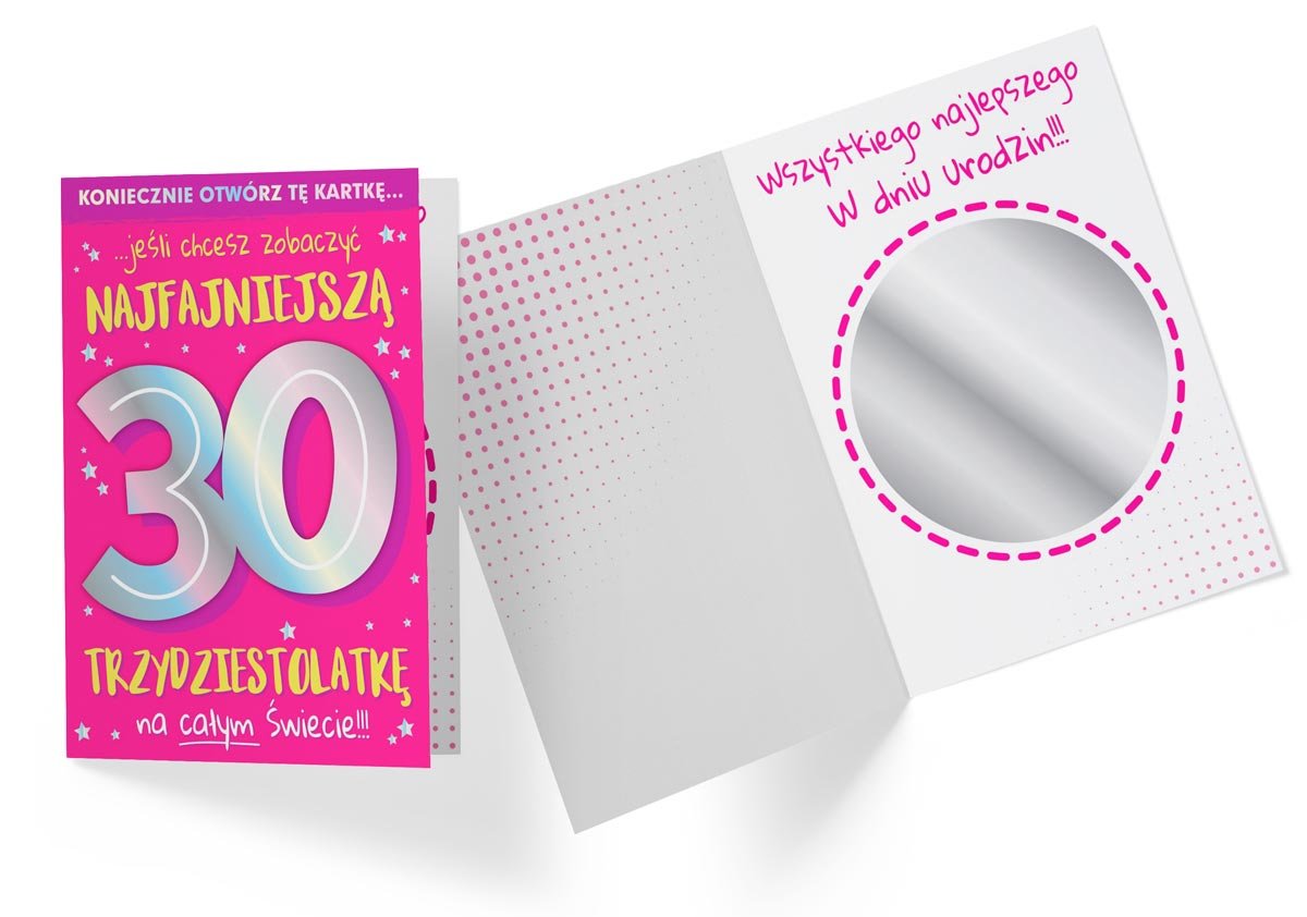 Karnet B6 DK-920 Urodziny 30 lusterko - Kukartka