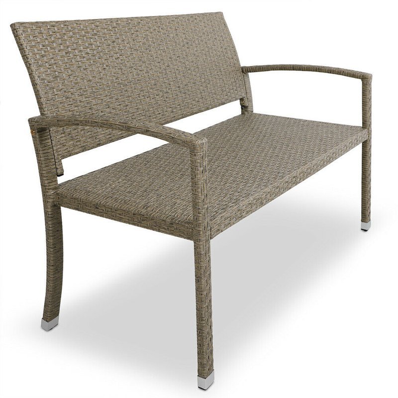 Ławka Ogrodowa Polyrattan Meble Ogrodowe Beżowa