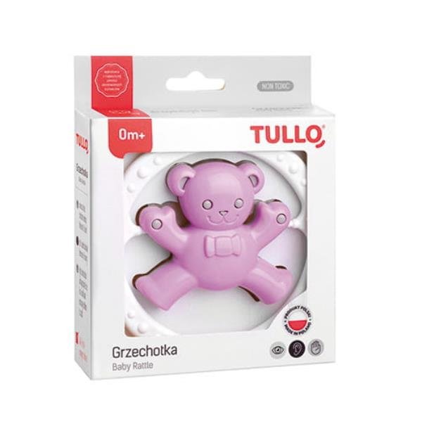 Grzechotka miś różowo-szary Tullo