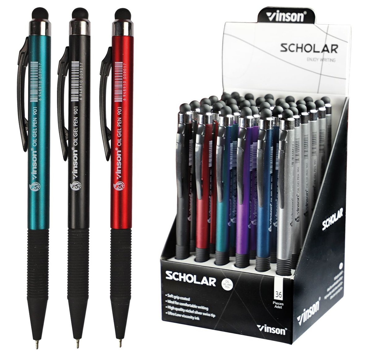 Długopis automatyczny Vinson Scholar Touch 0,7mm 36 szt DISPLAY